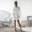 Sheath High Neck Flare Sleeves White Lace Short Homecoming Dress PPD16