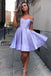 Off the Shoulder Satin A Line Short Homecoming Dress PDN40