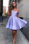 Off the Shoulder Satin A Line Short Homecoming Dress PDN40
