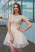 Jewel Neck Lace Top Tulle Cap Sleeves Homecoming Dress PDN38