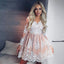 A-Line V-neck Long Sleeves Short Pink Homecoming Dress with Appliques PPD19