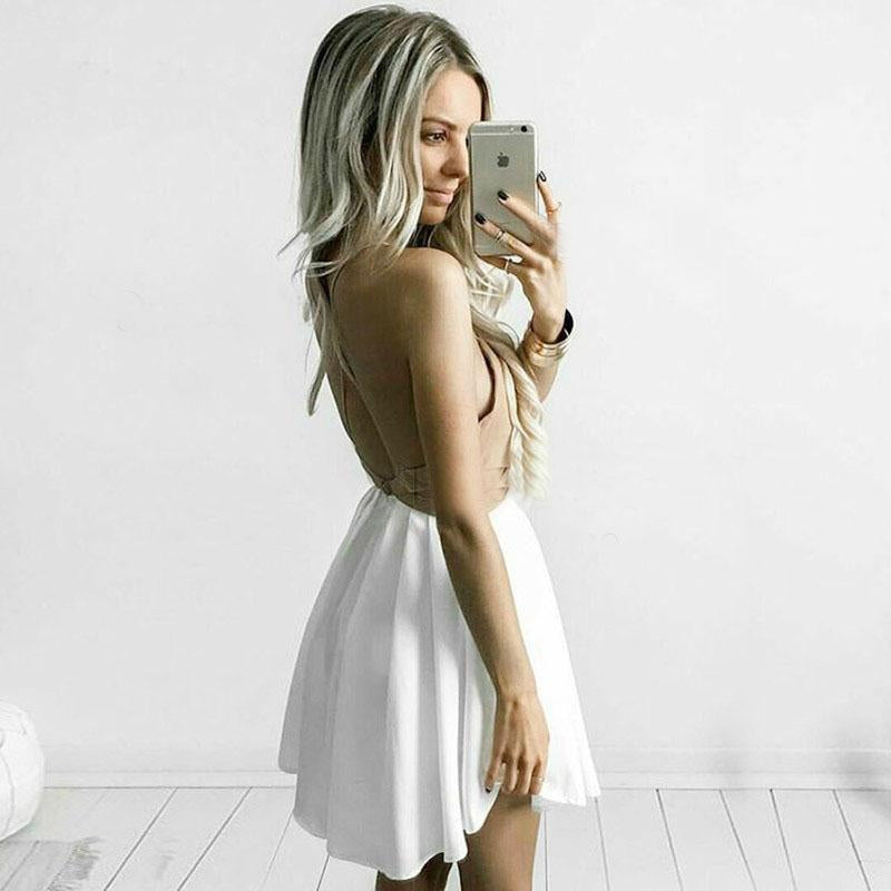 A-Line Spaghetti Straps Short Homecoming Dress with Pleats PPD4