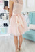 Appliques Cap Sleeve Pearl Pink Tulle Short Homecoming Dress PPD42