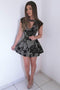 Jewel Short Mini Dress Cap Sleeve Black Lace Appliques Party Dress PPD41