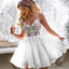 A Line Spaghetti Traps White Homecoming Dress With Appliques PPD3
