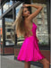 Fancy Spaghetti Straps Fuchsia Above Knee Split Homecoming Dress PDO34