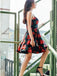 A-Line Cross V-Neck Above Knee Floral Satin Homecoming Dresses PDO44