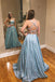 Glitter mint green a-line two piece sparkle prom dresses with pockets mg131