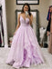 Tulle sparkly long prom dress, spaghetti long party dress mg177