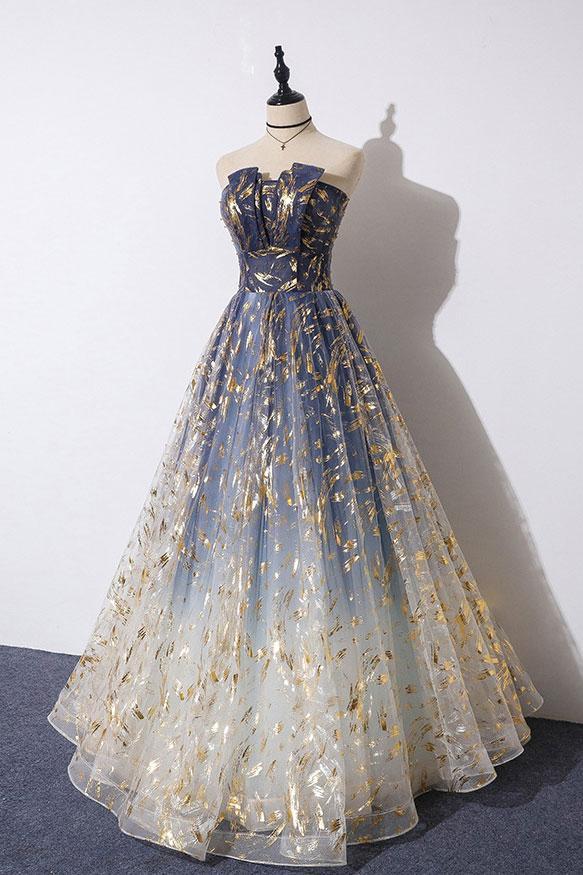Unique A Line Strapless Ombre Long Prom Dress Stunning Party Dresses P trendtydresses Unique A Line Strapless Ombre Long Prom Dress Stunning Party Dresses P trendtydresses