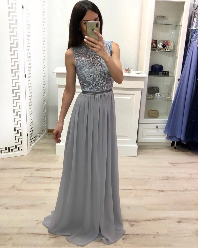 A Line Chiffon Long Prom Dresses, Cheap Sleeveless Evening Dress PDJ18