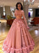 Ball Gown Long Pink Appliques Prom Dresses, Quinceanera Dresses, Sweet 16 Dresses TD43