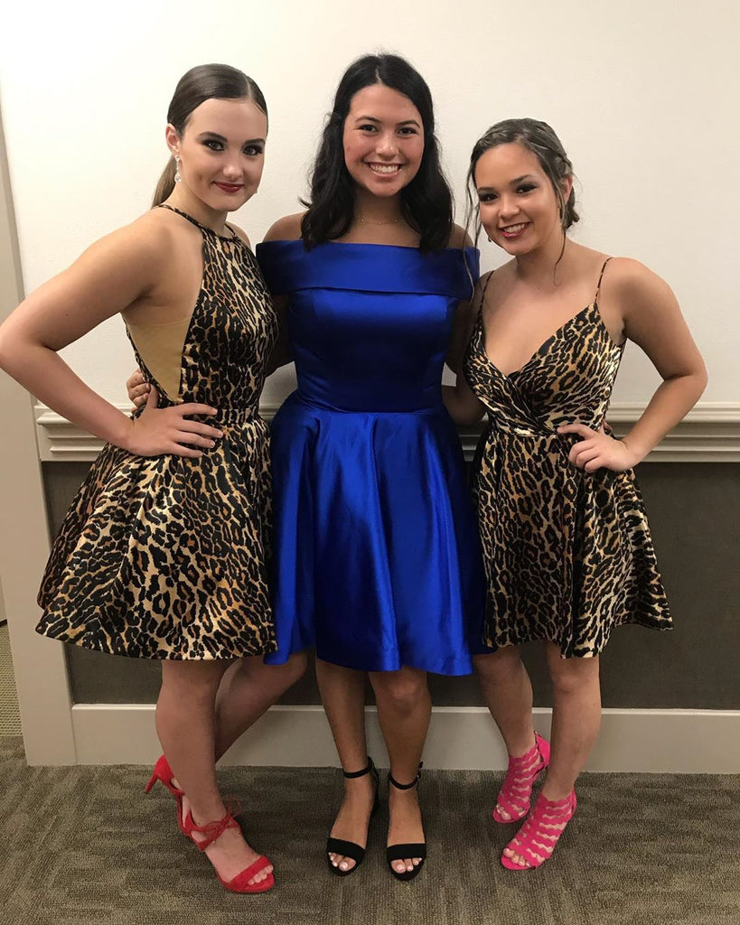 New Arrival Mini Leopard Print, Homecoming Dress,  Sleeveless Short Prom Dress PPD53