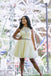 Yellow Tulle Lace Short Prom Dress Beading A Line Homecoming Dress PDP41