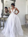 Elegant A-line V-neck Ivory Appliques Boho Wedding Dresses Tulle Beach Bridal Gowns WD01