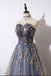Unique A Line Strapless Ombre Long Prom Dress Stunning Party Dresses PDS59