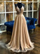 Elegant A-Line Spaghetti Straps V Neck Formal Prom Dresses Beaded Evening Dresses TD26