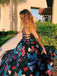 A line v neck tulle long prom dresses with embroidery floral appliques mg273