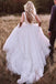 Elegant round neck v-back tulle ivory wedding dresses with bowknot mg665