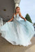 Spaghetti Straps Floral Appliques Long Prom Dress With Beading PDK77