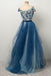 Gorgeous Blue Gradient Prom Dress with Appliques/Mesh PDP14