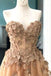 Elegant A-Line Sweetheart Appliqued Brown Prom Dress PDL96