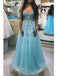 Elegant A-line V Neck Beads Spaghetti Straps Prom Dresses Tulle Prom Party Gowns TD36
