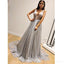 A-Line Sleeveless Silver Long Prom Dresses, V Neck Sleeveless Prom Gown PDP78