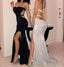 Strapless Sparkly Silver Open Back Long Sheath Party Cheap Prom Dresses PDJ91