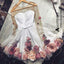 A Line Round Neck Long Sleeves Flower Short Homecoming Dresses With Flowers PPD66
