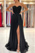 Elegant Black Sweetheart Strapless Chiffon Prom Dresses with Appliques OM0127