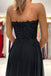 Elegant Black Sweetheart Strapless Chiffon Prom Dresses with Appliques OM0127