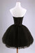 Black Strapless Sweetheart Tulle Short Homecoming Dress with Beads, Graduation Dress OMH0115