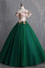 Puffy Ball Gown Green Off the Shoulder Quinceanera Dresses with Appliques Prom Dresses SK40