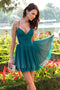 Elegant V-Neck A-line Green Short Homecoming Dress Prom Dresses PDN35
