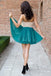 Elegant V-Neck A-line Green Short Homecoming Dress Prom Dresses PDN35