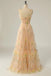 Fairy A Line Sweetheart Embroidery Tulle Spaghetti Straps Floor Length Prom Dress OM0365