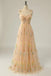 Fairy A Line Sweetheart Embroidery Tulle Spaghetti Straps Floor Length Prom Dress OM0365