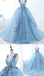 Ball Gown Long Sky Blue Butterfly V Neck Prom Dress,Quinceanera Dresses PDE79