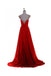 Simple A Line V Neck Red Cap Sleeves Backless Chiffon Prom Dresses, Backless Party Dress PD179