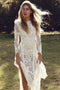Ivory Sheath Long Sleeves Backless Lace Appliques Wedding Dress, Beach Wedding Dress SK15
