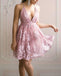 A Line Lace Appliqued V-neck Short Homecoming Dress PDO68