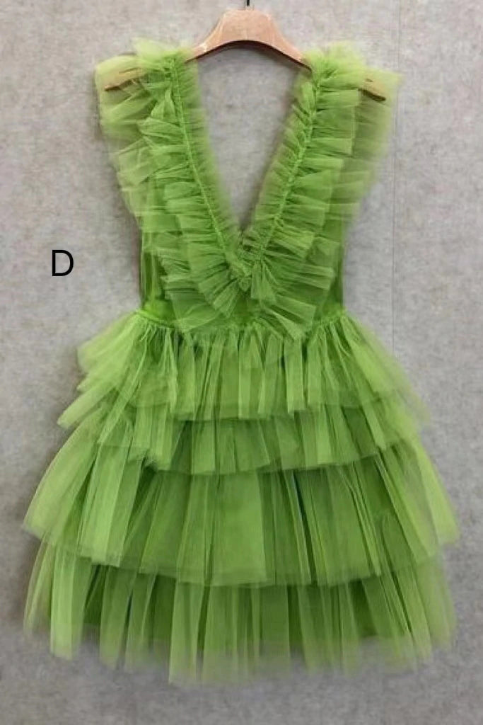 New Arrival Hot Pink A Line Tulle Homecoming Dresses, Tiered Mini Graduation Prom Dress OMH0101