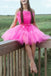 Light Pink Tulle Strapless Short Homecoming Dress with Sash, Graduation Dresses OMH0196