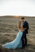 Sexy Split Sky Blue Beach Simple Wedding Dresses Chiffon Long Prom Dress PDI21