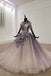 Elegant Ball Gown Ombre Half Sleeves Prom Dresses With Appliques Quinceanera Dresses PD152