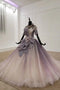 Elegant Ball Gown Ombre Half Sleeves Prom Dresses With Appliques Quinceanera Dresses PD152