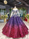 Ball Gown Long Sleeves Sequins Ombre Prom Dress, Pretty Quinceanera Dress PDQ45
