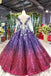 Ball Gown Long Sleeves Sequins Ombre Prom Dress, Pretty Quinceanera Dress PDQ45