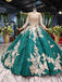 Long Sleeve Ball Gown Wedding Dress Appliques Beading Quinceanera Dresses PDR12
